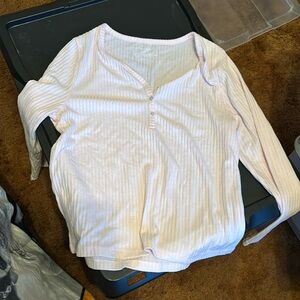 Medium primark pink long sleeve button up waffled